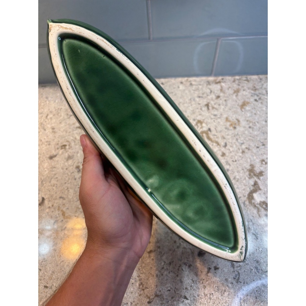 Vintage Green Ceramic Viking Longship Planter Dragon Boat Centerpiece 15 Inch - Picture 7 of 11